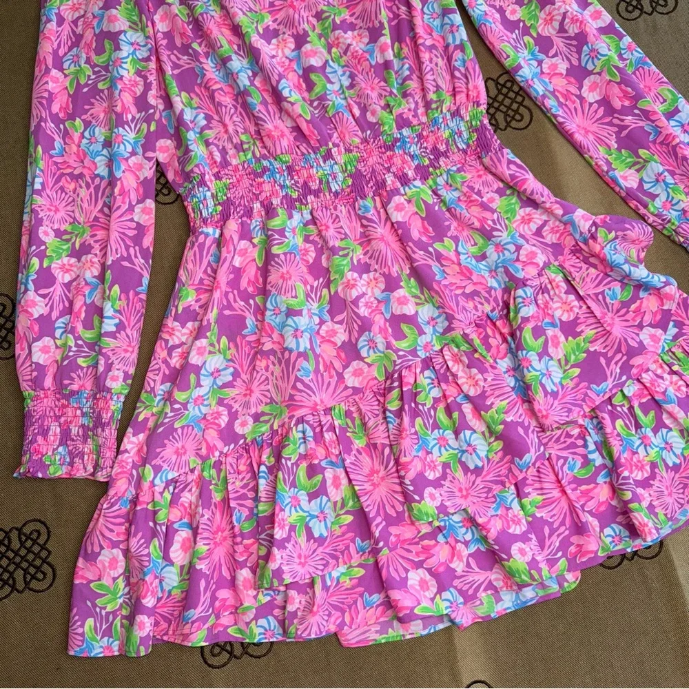 Lilly Pulitzer Cristiana Stretch Dress Moms The Word Amethyst Size 12 - Picture 3 of 16